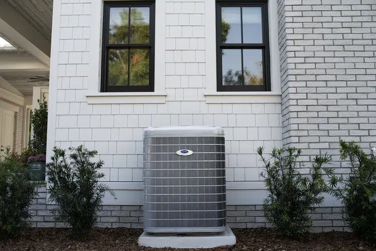 A Carrier brand HVAC unit outside of an Oregon home.