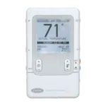 A model of a Carrier Infinity Control smart thermostat on a white background.