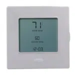 A model of an Edge smart thermostat on a white background.